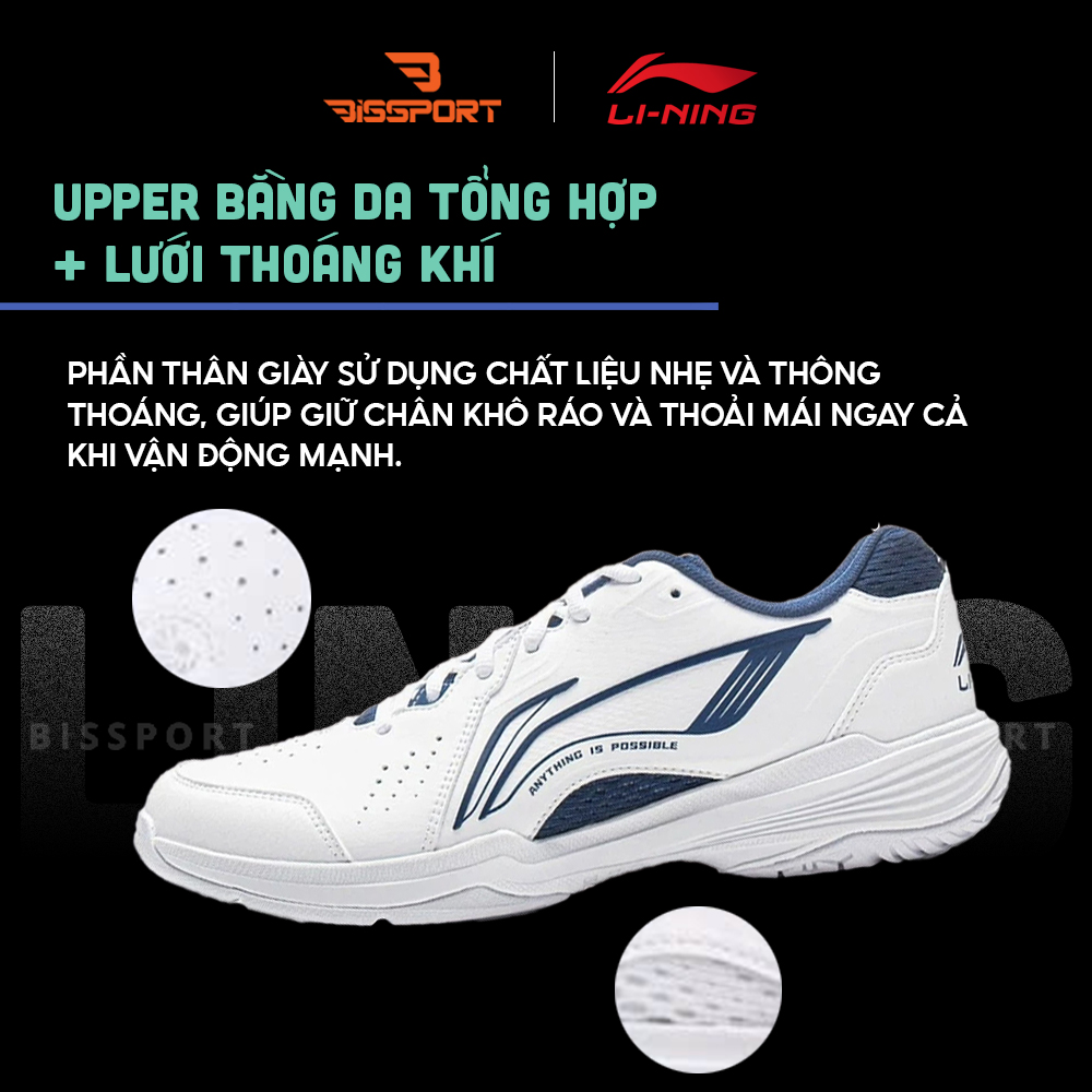 Giày Cầu Lông Lining AYTU001-9 Trắng Xanh Chính Hãng - Ôm Chân - Nhẹ Êm - Thông Thoáng - Bền Bỉ - Giảm Chấn